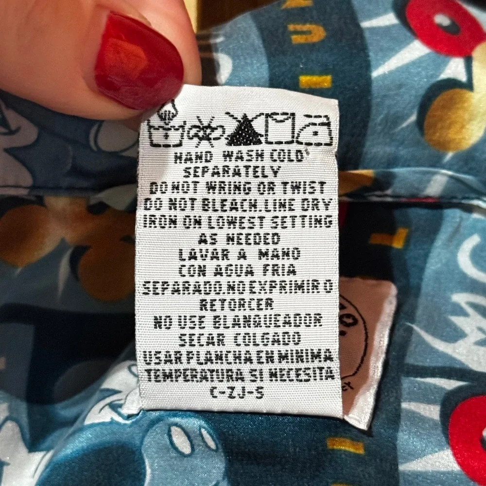 Vintage Y2K Mickey & Co Millennium 2000 100% Silk Pajama Top Shirt Large - Picture 3 of 8